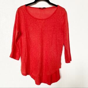 Sandro Linen 3/4 Sleeve Knit Warm Red Top Size Small